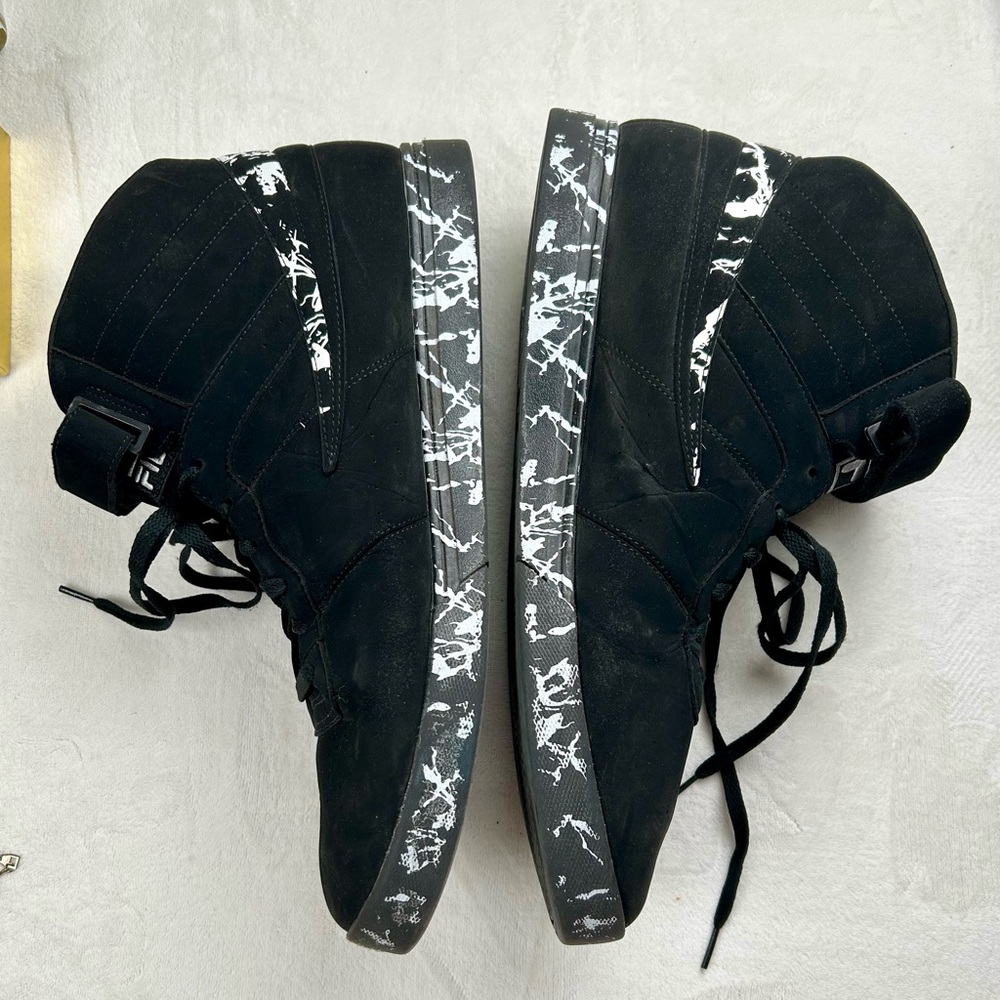 Fila Sneakers Hightops Black White Splatter Vulc 13 Mens Sz. 15